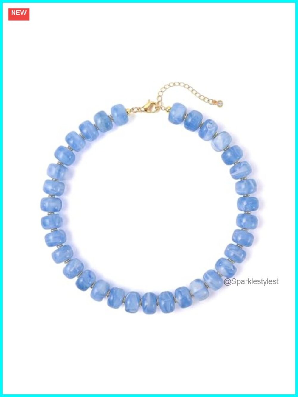 Chunky Resin Beaded Statement Choker Necklace with Gold Plated Lobster Clasp